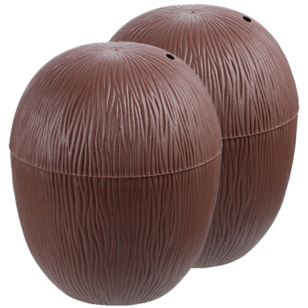 Hemoton 2Pcs Coconut Cups with Straws for Hawaiian Luau Party Beach Theme Party